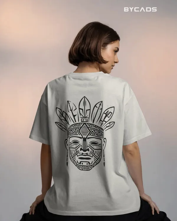 White_Cotton_Tribal_Warrior_Spirit_Oversized_T-Shirt_|_Bold_Ethnic_Power
