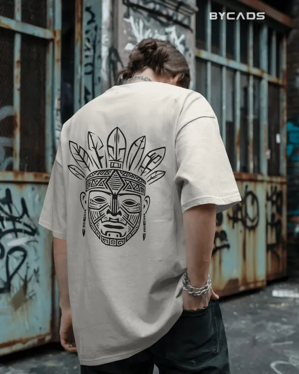 White_Cotton_Tribal_Warrior_Spirit_Oversized_T-Shirt_|_Bold_Ethnic_Power
