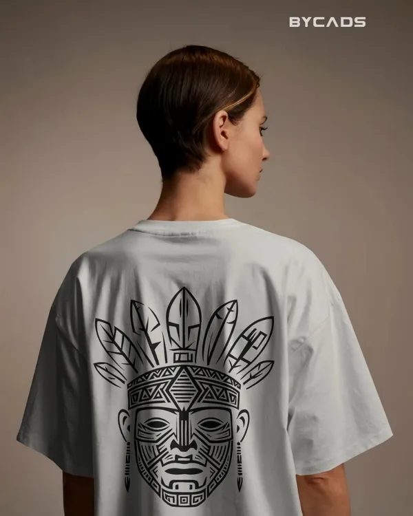 White_Cotton_Tribal_Warrior_Spirit_Oversized_T-Shirt_|_Bold_Ethnic_Power