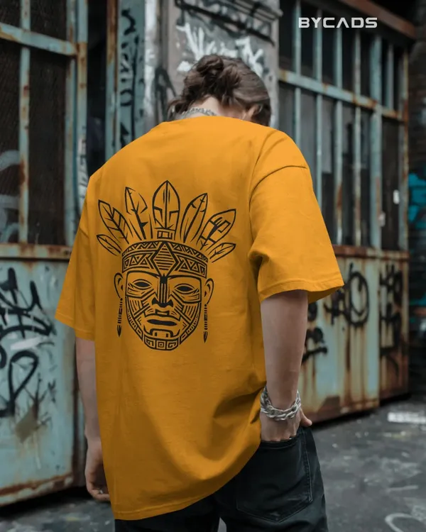 Yellow_Cotton_Tribal_Warrior_Spirit_Oversized_T-Shirt_|_Bold_Ethnic_Power