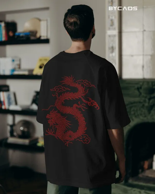 Black_Cotton_Unique_Red_Dragon_|_Oversized_Urban_Warrior_T-Shirt