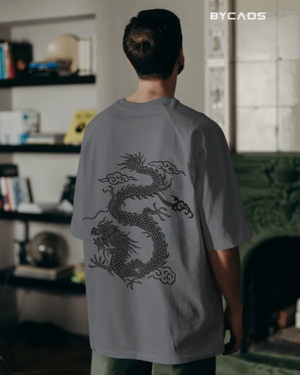Grey_Cotton_Unique_Red_Dragon_|_Oversized_Urban_Warrior_T-Shirt