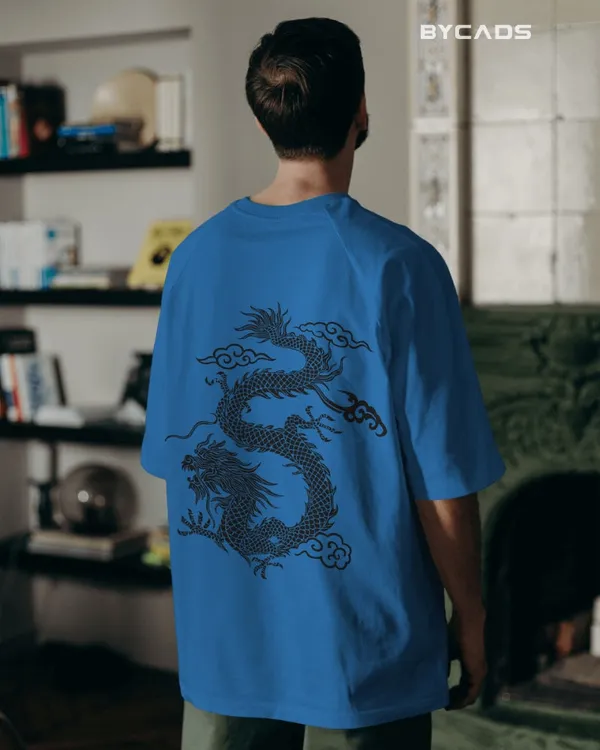 Blue_Cotton_Unique_Red_Dragon_|_Oversized_Urban_Warrior_T-Shirt