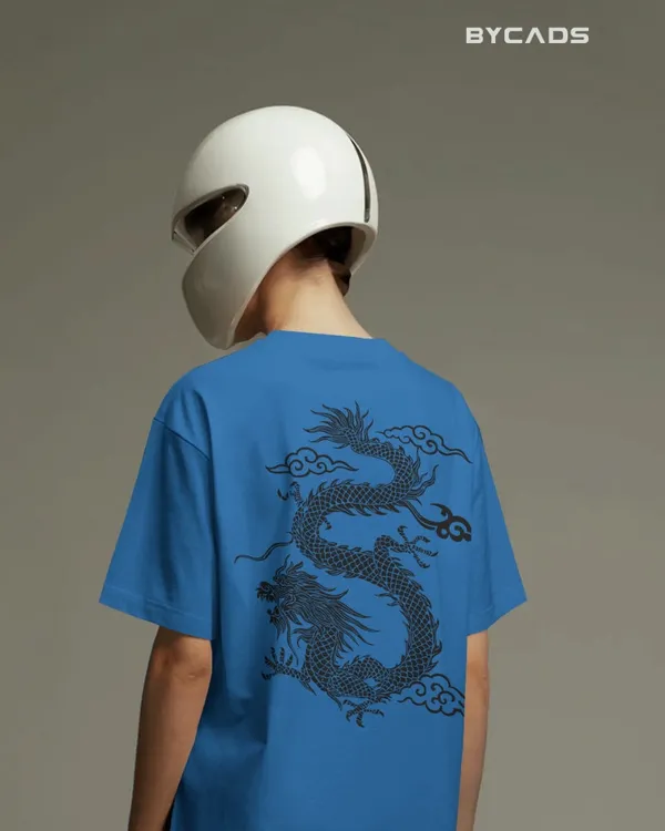 Blue_Cotton_Unique_Red_Dragon_|_Oversized_Urban_Warrior_T-Shirt