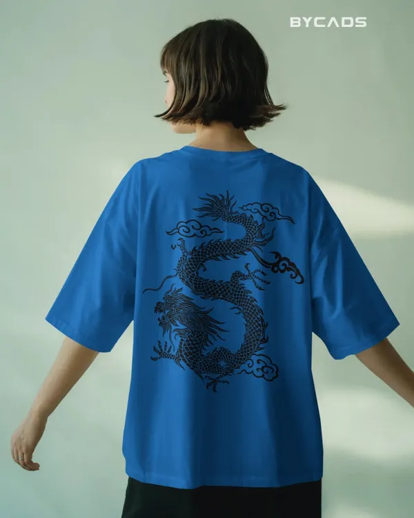 Blue_Cotton_Unique_Red_Dragon_|_Oversized_Urban_Warrior_T-Shirt