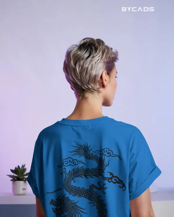 Blue_Cotton_Unique_Red_Dragon_|_Oversized_Urban_Warrior_T-Shirt