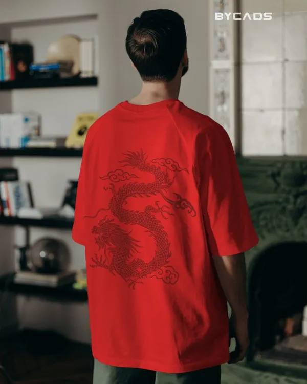 Red_Cotton_Unique_Red_Dragon_|_Oversized_Urban_Warrior_T-Shirt