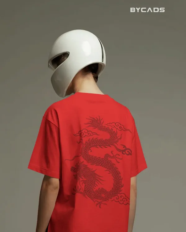 Red_Cotton_Unique_Red_Dragon_|_Oversized_Urban_Warrior_T-Shirt