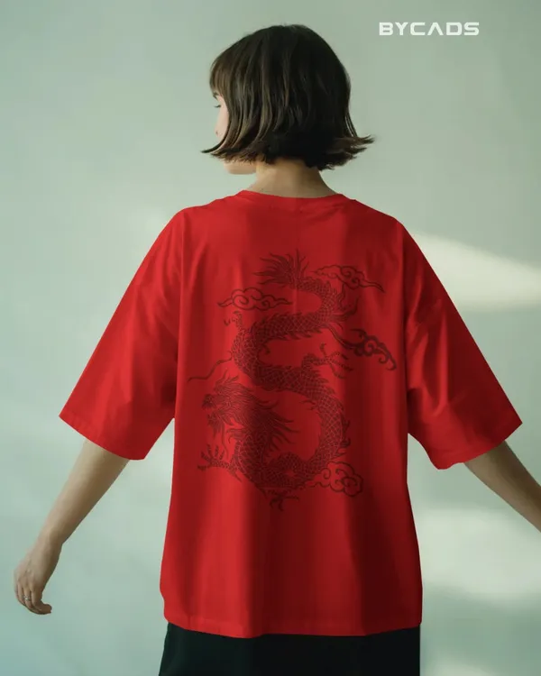 Red_Cotton_Unique_Red_Dragon_|_Oversized_Urban_Warrior_T-Shirt