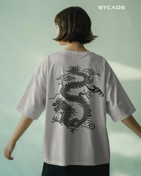 White_Cotton_Unique_Red_Dragon_|_Oversized_Urban_Warrior_T-Shirt