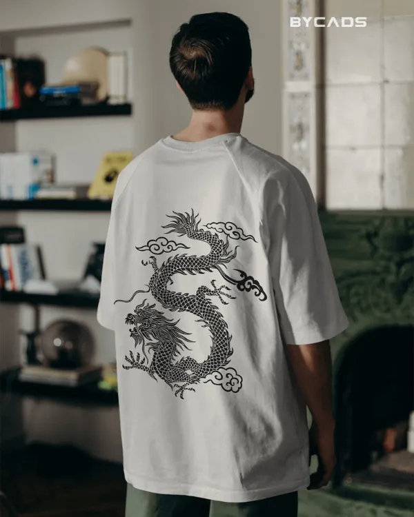 White_Cotton_Unique_Red_Dragon_|_Oversized_Urban_Warrior_T-Shirt