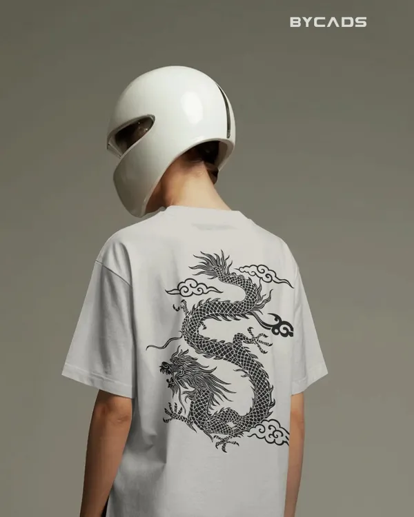 White_Cotton_Unique_Red_Dragon_|_Oversized_Urban_Warrior_T-Shirt