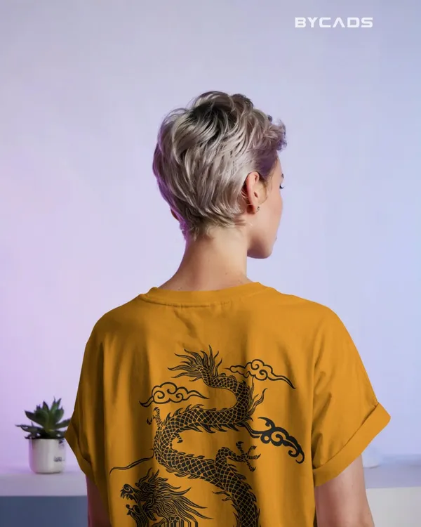 Yellow_Cotton_Unique_Red_Dragon_|_Oversized_Urban_Warrior_T-Shirt