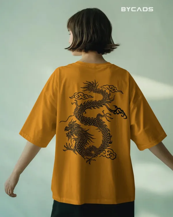 Yellow_Cotton_Unique_Red_Dragon_|_Oversized_Urban_Warrior_T-Shirt