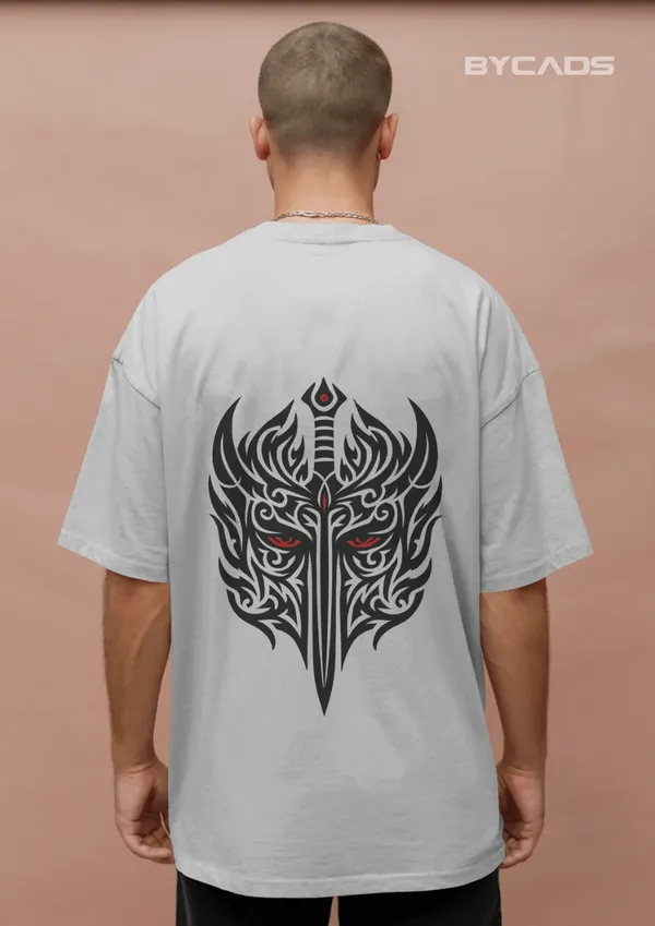White_Cotton_Blade_Spirit_Tee_|_Tribal_Mask_Of_Power