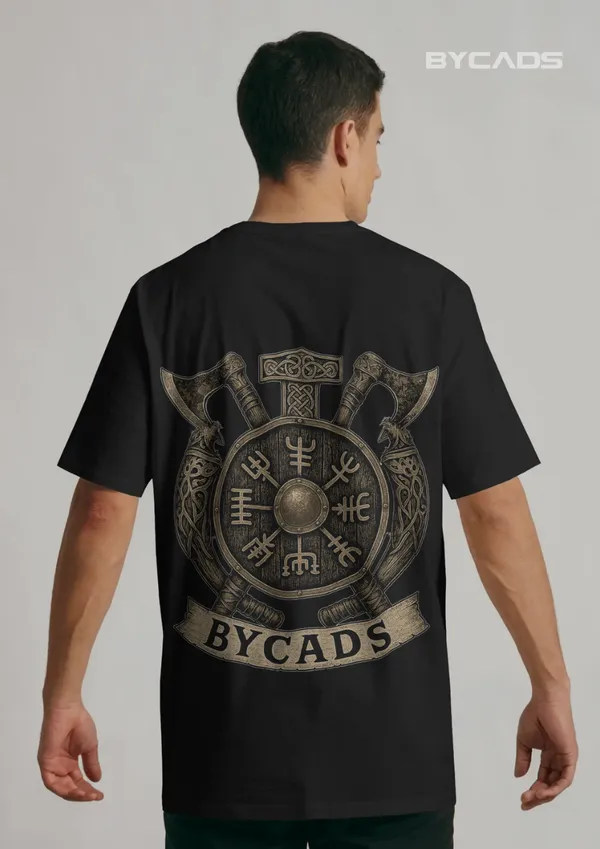 Black_Cotton_Viking_Rune_Shield_Oversized_T-Shirt_|_Nordic_Warrior_Series