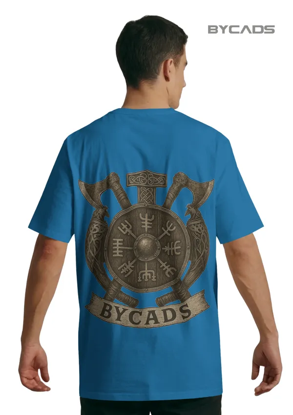 Blue_Cotton_Viking_Rune_Shield_Oversized_T-Shirt_|_Nordic_Warrior_Series