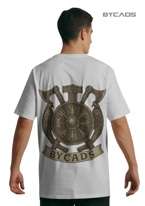 White_Cotton_Viking_Rune_Shield_Oversized_T-Shirt_|_Nordic_Warrior_Series
