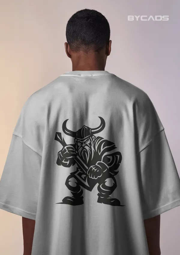 White_Cotton_Viking_Warrior_Oversized_Unisex_T-Shirt_|_Fierce_Axe_Fighter_Graphic