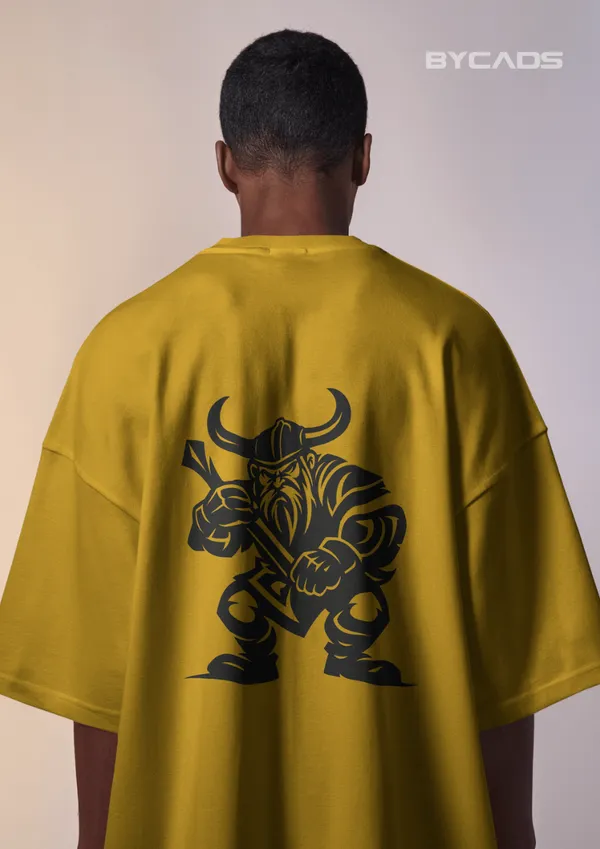 Yellow_Cotton_Viking_Warrior_Oversized_Unisex_T-Shirt_|_Fierce_Axe_Fighter_Graphic