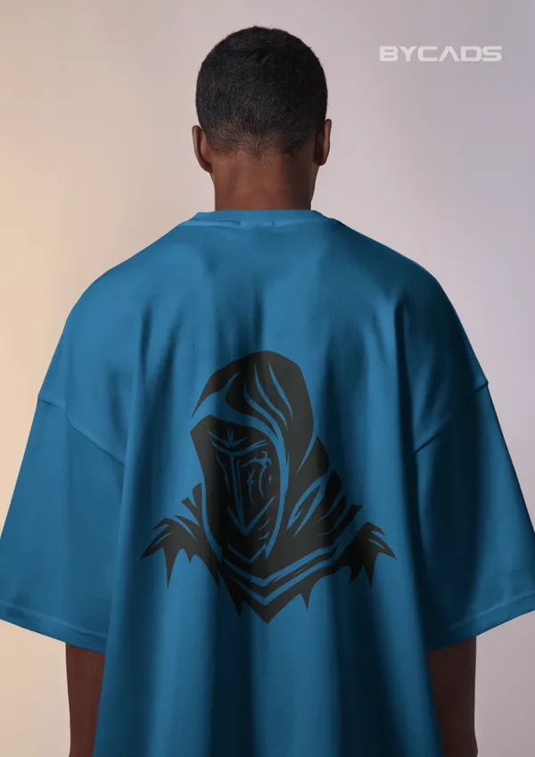 Blue_Cotton_Dark_Hooded_Knight_Oversized_Unisex_T-Shirt_|_Mysterious_Shadow_Armor_Design