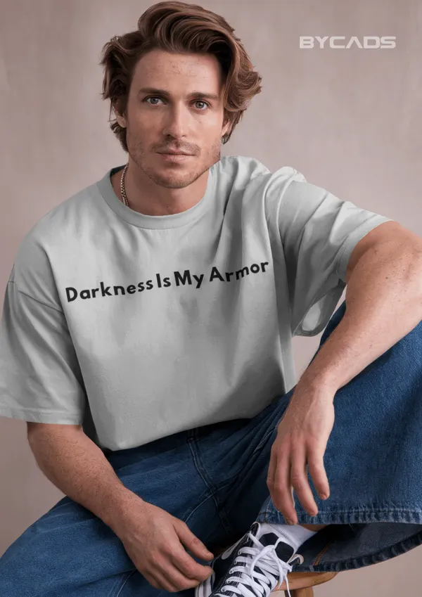 White_Cotton_Dark_Hooded_Knight_Oversized_Unisex_T-Shirt_|_Mysterious_Shadow_Armor_Design