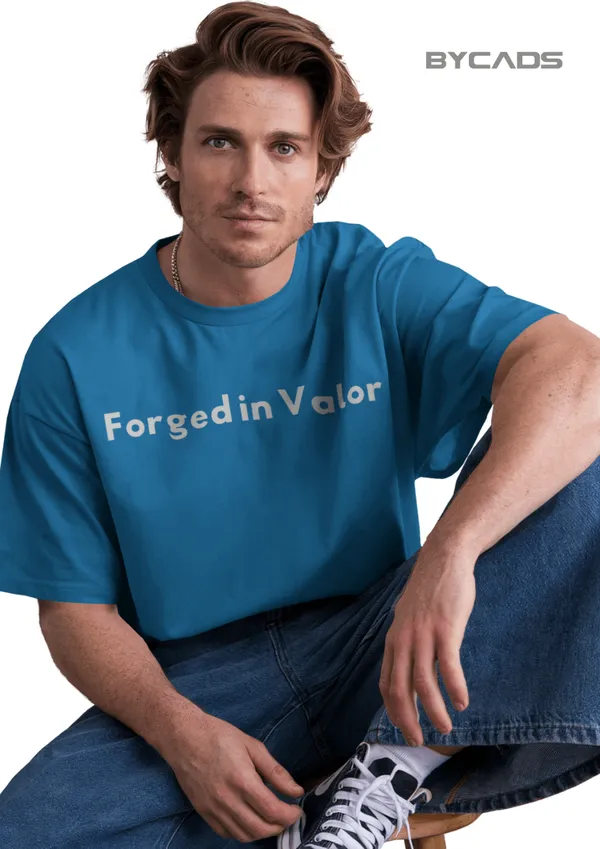 Blue_Cotton_Golden_Knight_Oversized_Unisex_T-Shirt_|_Medieval_Warrior_Sword_Graphic