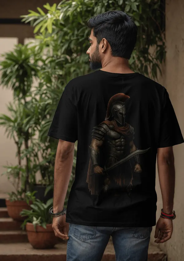 Black_Cotton_Iron_Spartan_Oversized_Unisex_T-Shirt_|_Ancient_Warrior_Helmet_Graphic