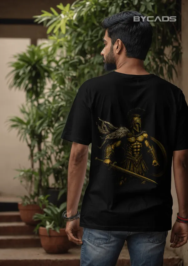 Black_Cotton_Golden_Spartan_Warrior_Oversized_Unisex_T-Shirt_|_Fierce_Ancient_Fighter_Graphic