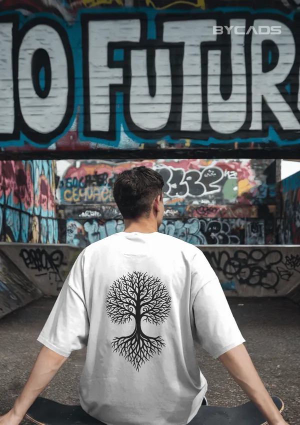 White_Cotton_Tree_Of_Life_Oversized_Unisex_T-Shirt_|_Nature_Streetwear