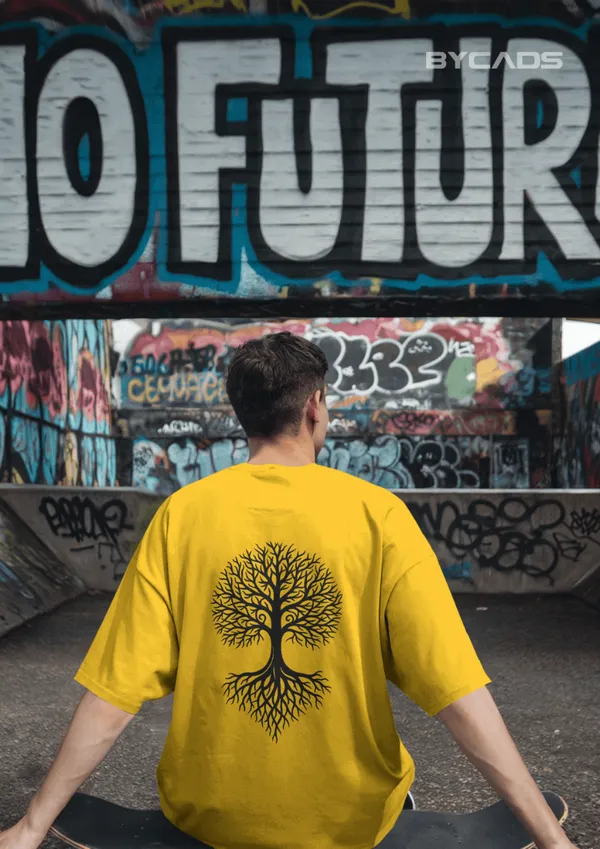 Yellow_Cotton_Tree_Of_Life_Oversized_Unisex_T-Shirt_|_Nature_Streetwear