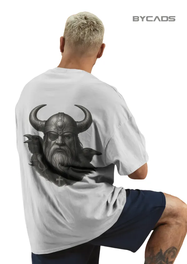 White_Cotton_Viking_Warrior_Oversized_Unisex_T-Shirt_|_Norse_Streetwear