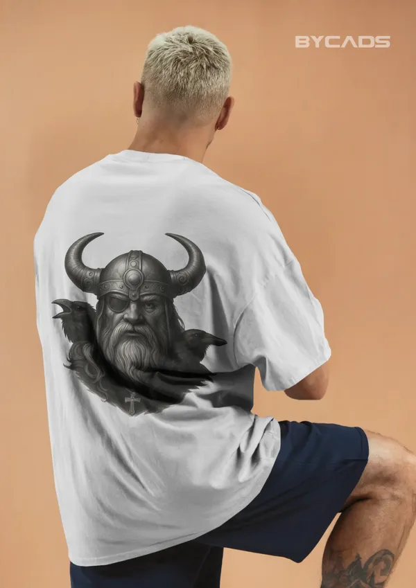 White_Cotton_Viking_Warrior_Oversized_Unisex_T-Shirt_|_Norse_Streetwear