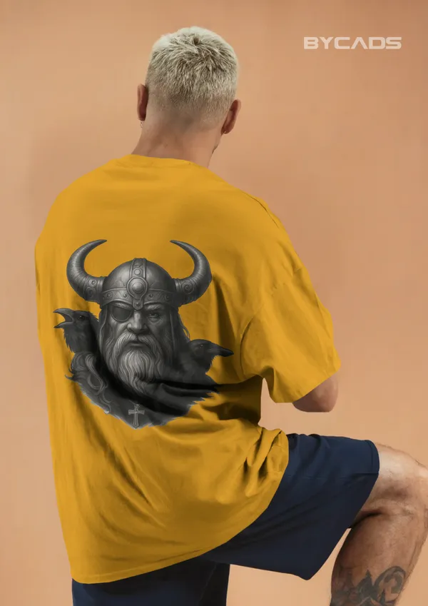 Yellow_Cotton_Viking_Warrior_Oversized_Unisex_T-Shirt_|_Norse_Streetwear