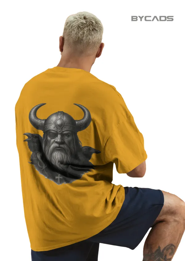 Yellow_Cotton_Viking_Warrior_Oversized_Unisex_T-Shirt_|_Norse_Streetwear