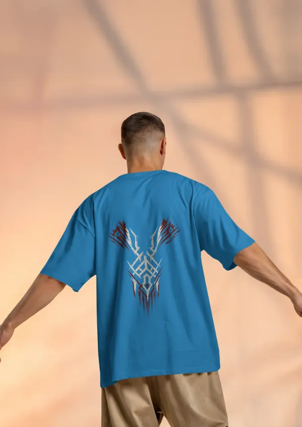Blue_Cotton_Savage_Circuit_Tribal_Oversized_T-Shirt_|_Signature_Drop