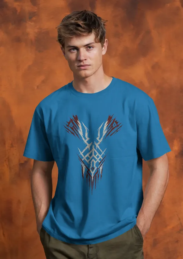 Blue_Cotton_Savage_Circuit_Tribal_Oversized_T-Shirt_|_Signature_Drop