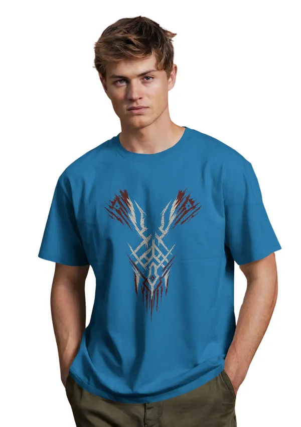 Blue_Cotton_Savage_Circuit_Tribal_Oversized_T-Shirt_|_Signature_Drop