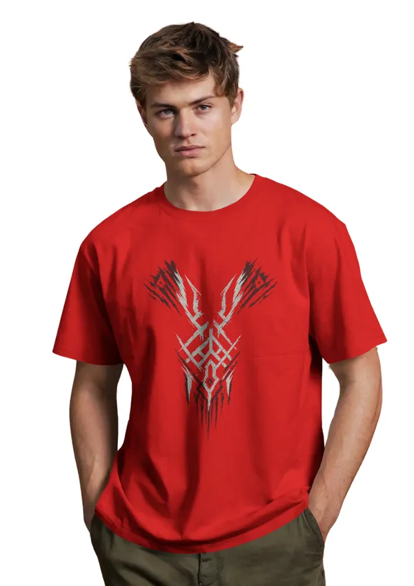 Red_Cotton_Savage_Circuit_Tribal_Oversized_T-Shirt_|_Signature_Drop