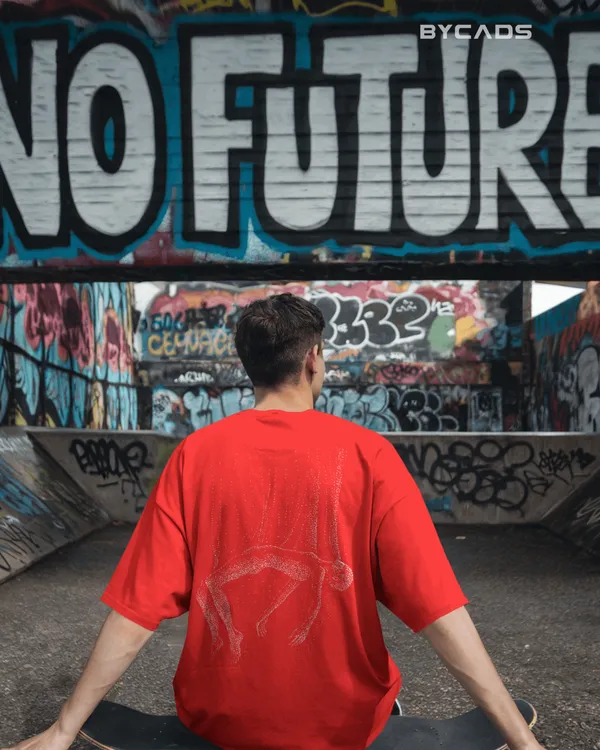 Red_Cotton_Floating_Human_Oversized_Unisex_T-Shirt_|_Artistic_Streetwear