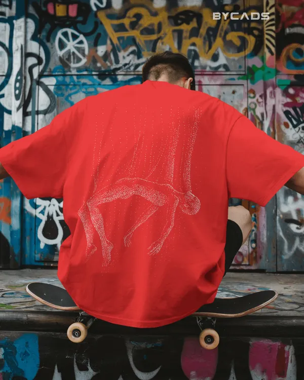 Red_Cotton_Floating_Human_Oversized_Unisex_T-Shirt_|_Artistic_Streetwear