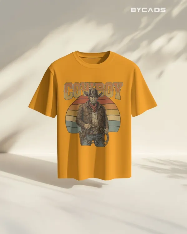 Yellow_Cotton_Retro_Cowboy_Oversized_Unisex_T-Shirt_|_Vintage_Western_Style