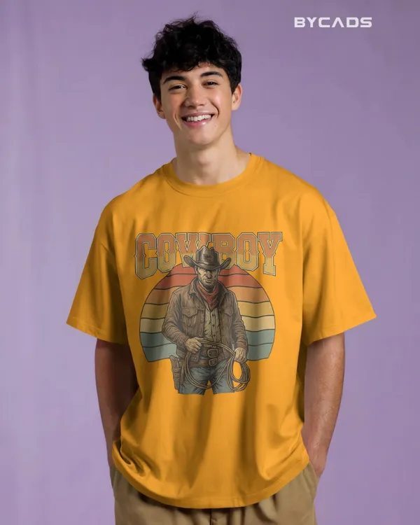 Yellow_Cotton_Retro_Cowboy_Oversized_Unisex_T-Shirt_|_Vintage_Western_Style