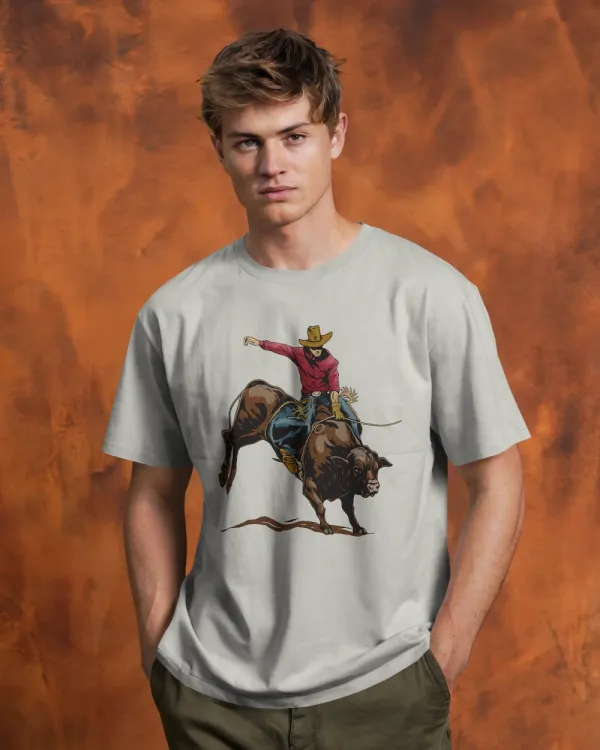 White_Cotton_Rough_&_Reckless_Cowboy_Bull_Ride_Tee