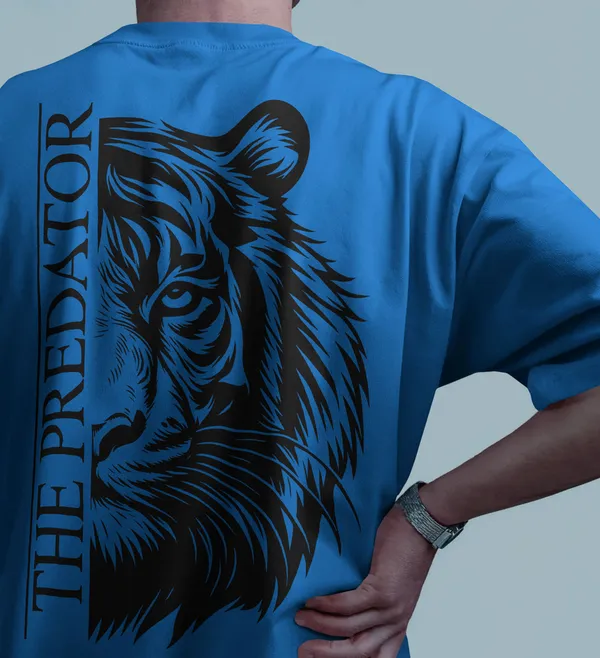 Blue_Cotton_Predator_Tiger_Oversized_Unisex_T-Shirt
