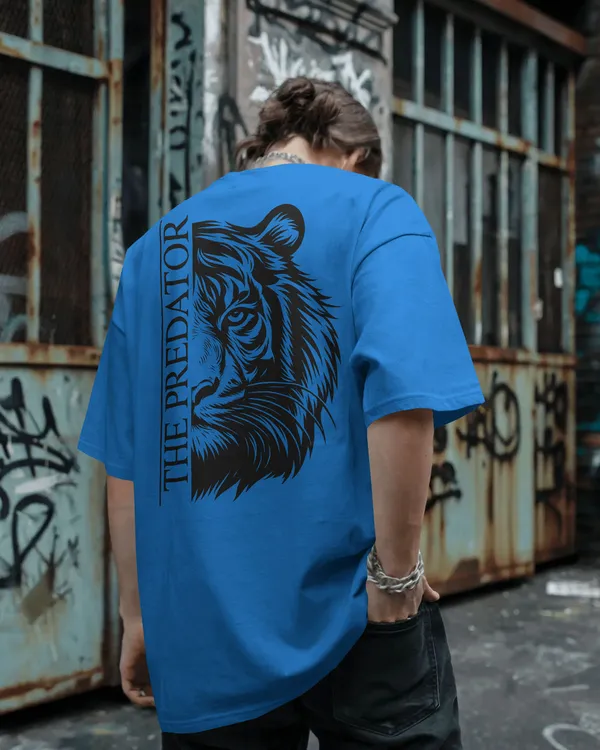 Blue_Cotton_Predator_Tiger_Oversized_Unisex_T-Shirt
