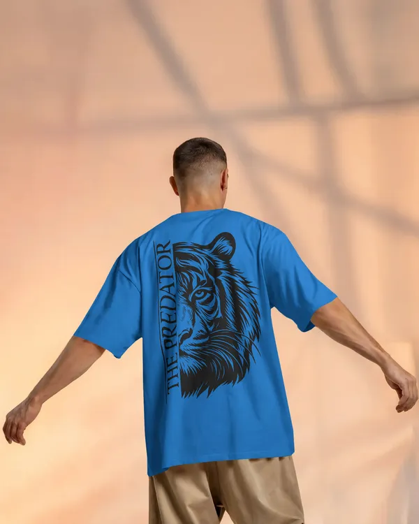 Blue_Cotton_Predator_Tiger_Oversized_Unisex_T-Shirt