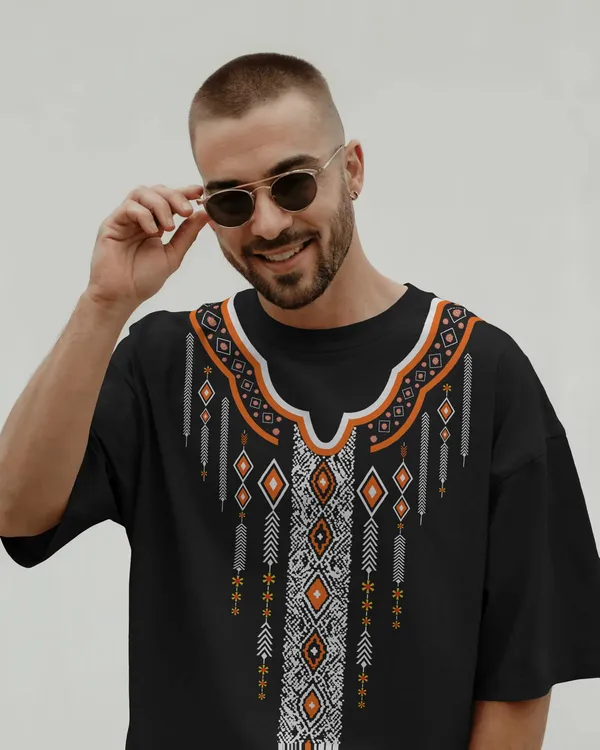Black_Cotton_Tribal_Spirit_Oversized_Ethnic_Print_Tee