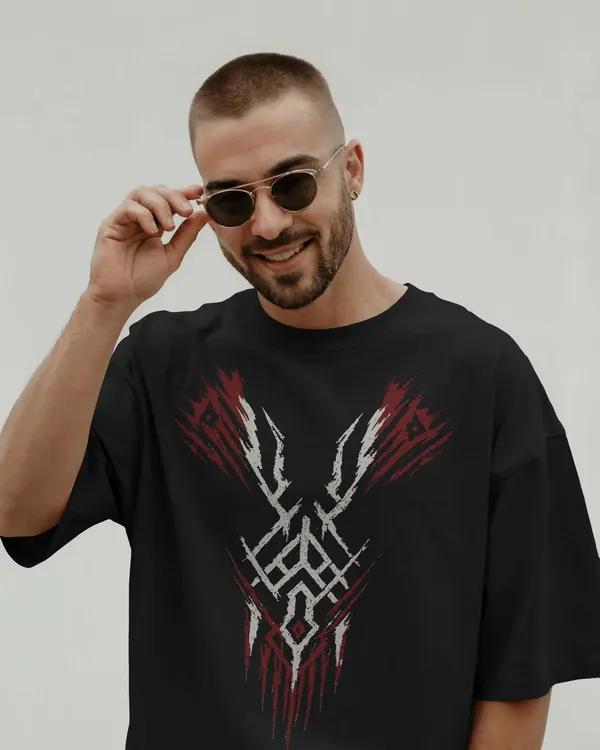 Black_Cotton_Savage_Circuit_Tribal_Oversized_T-Shirt_|_Signature_Drop