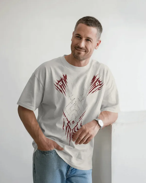 White_Cotton_Savage_Circuit_Tribal_Oversized_T-Shirt_|_Signature_Drop